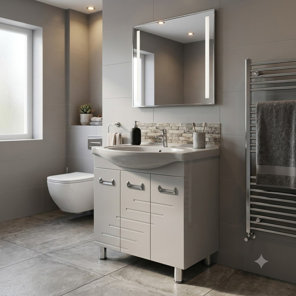 Тумба с раковиной KABINKA.KZ ФЛОРА, 80x82x47 см, белый купить,NaN