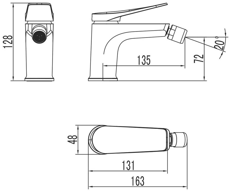 Смеситель для биде Lemark LM3708, латунь, цвет графит купить,53900