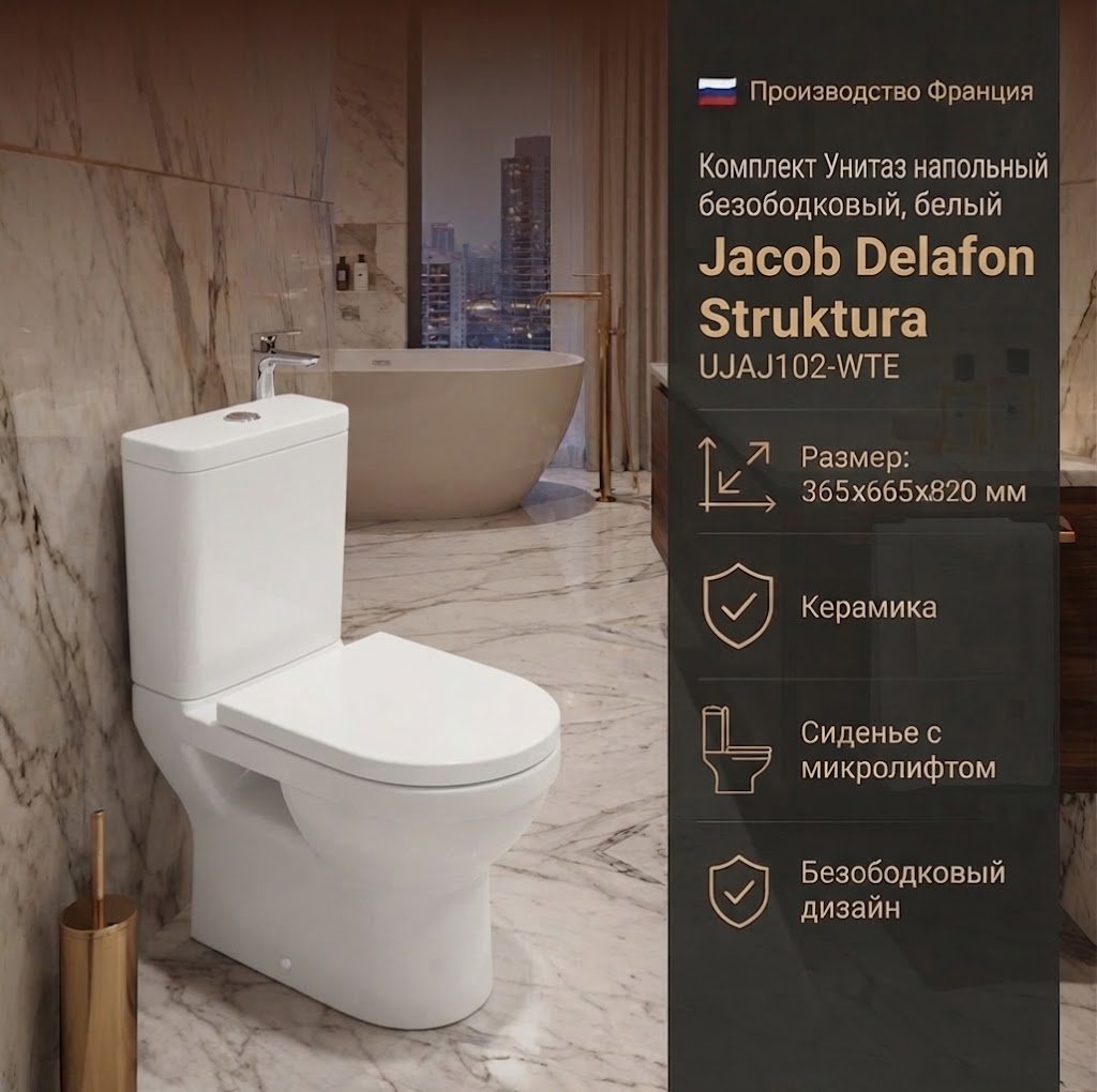 Унитаз Jacob Delafon Struktura UJAJ102-WTE, санфарфор купить,NaN