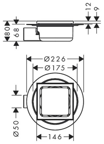 Hansgrohe основание для трапа 94411000 (14.6х14.6 см) купить,32400