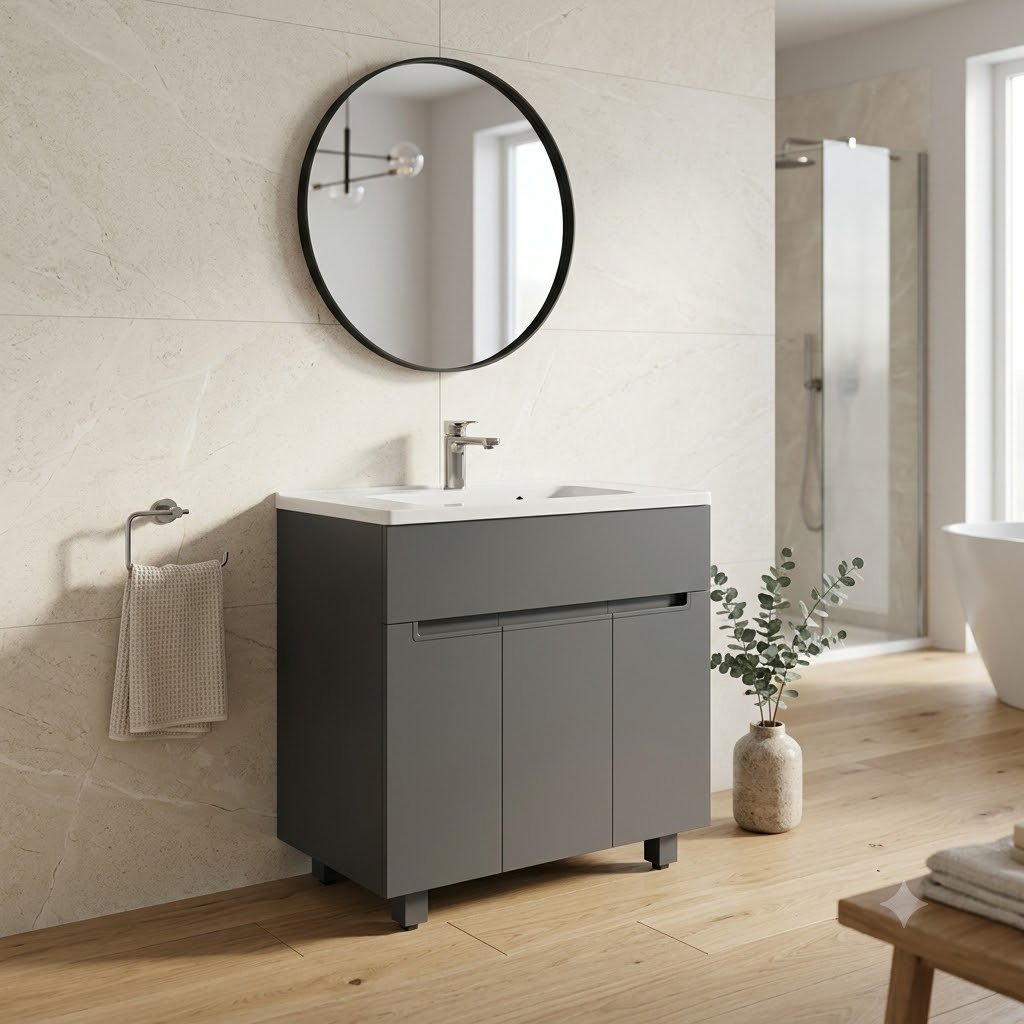 Тумба с раковиной KABINKA.KZ Оникс серый, 80x82x42 см, серый купить,NaN