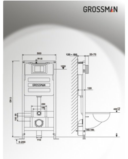 Grossman унитаз с инсталляцией 42526, санфаянс купить,NaN