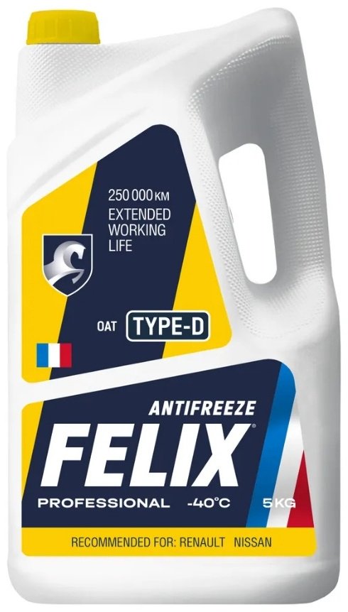 Антифриз Felix Type D желтый (оранжевый) G-12+ 5 л