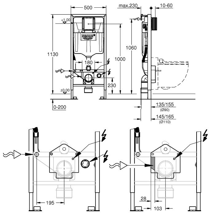 Рамная инсталляция Grohe Rapid SL 39112001 купить,167100