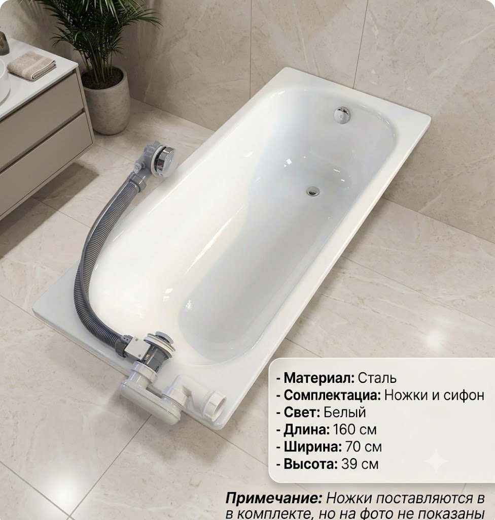Ванна KABINKA.KZ STE-01-170 Premium 170x70 см, сталь купить,96414