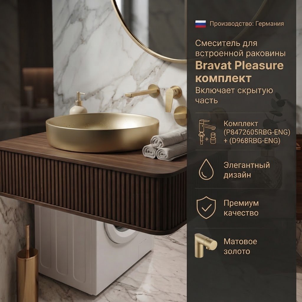 Смеситель BRAVAT Pleasure P8472605RBG-ENG, латунь, цвет золотистый - ForteMarket Смеситель BRAVAT Pleasure P8472605RBG-ENG, латунь, цвет золотистый купить,164700