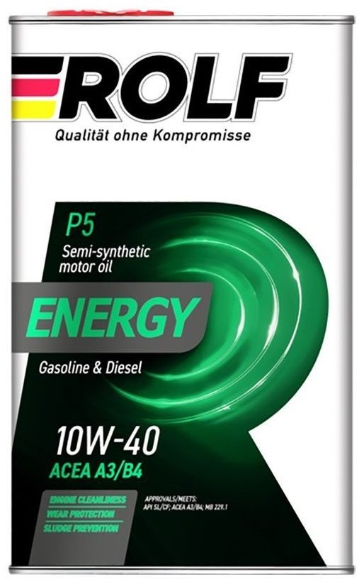 Моторное масло Полусинтетическое Rolf 10W40 Energy SL/CF 10W-40 4 л купить,27900