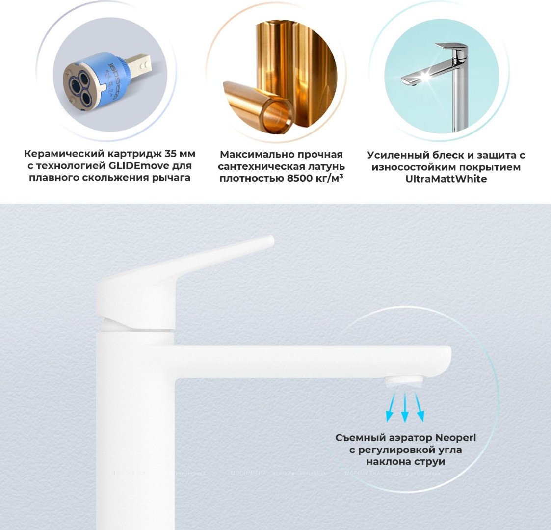 Смеситель с комплектующими Wellsee 201000105, латунь, цвет белый купить,208300