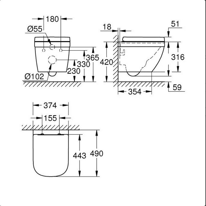 Унитаз с инсталляцией Grohe 39693000/38772001, санфаянс купить,NaN