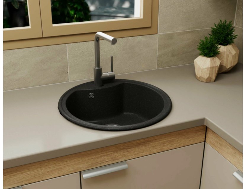 Кухонная мойка BAU EDGE 51х51х19 см, искусственный камень, тон черный купить,NaN