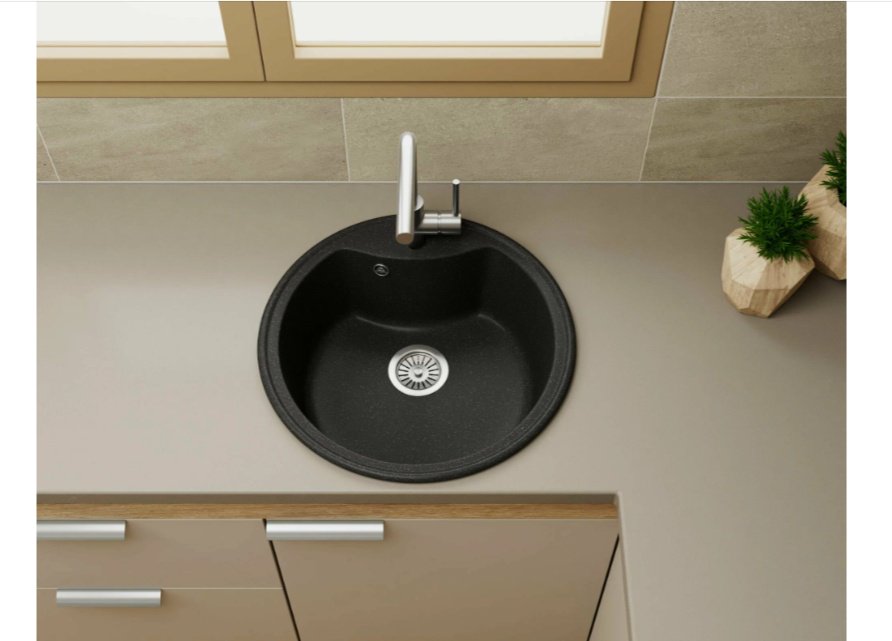 Кухонная мойка BAU EDGE 51х51х19 см, искусственный камень, тон черный купить,NaN