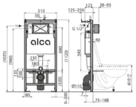 Alcaplast рамная инсталляция AM101/1120-4:1 M671-VE-01 купить,137400