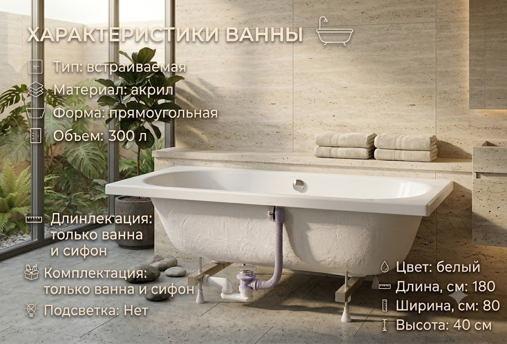Ванна KABINKA.KZ JSD-02-170 Premium 170x70 см, акрил купить,85668