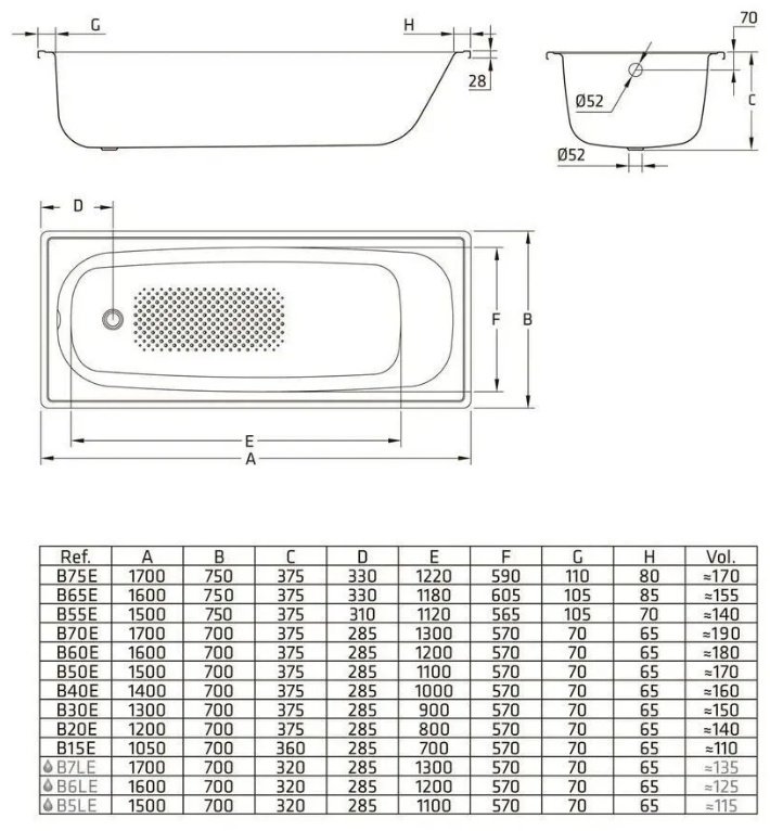 Ванна KABINKA.KZ S30001112000000N 160x70 см, сталь купить,254800