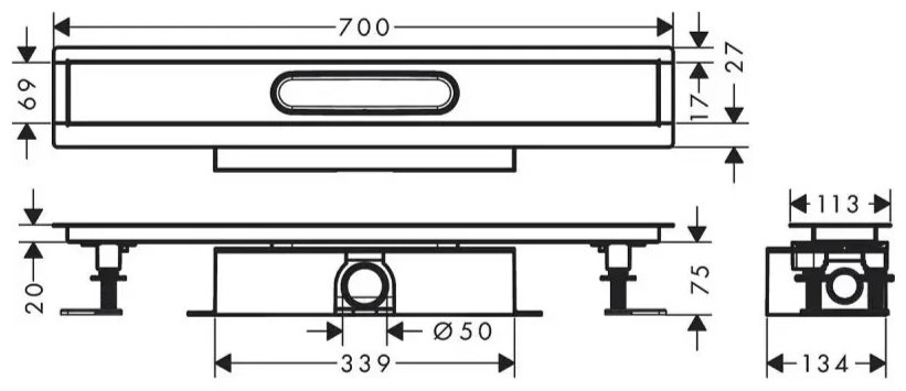 Hansgrohe трап 56023180 (13.4х70 см) купить,363700
