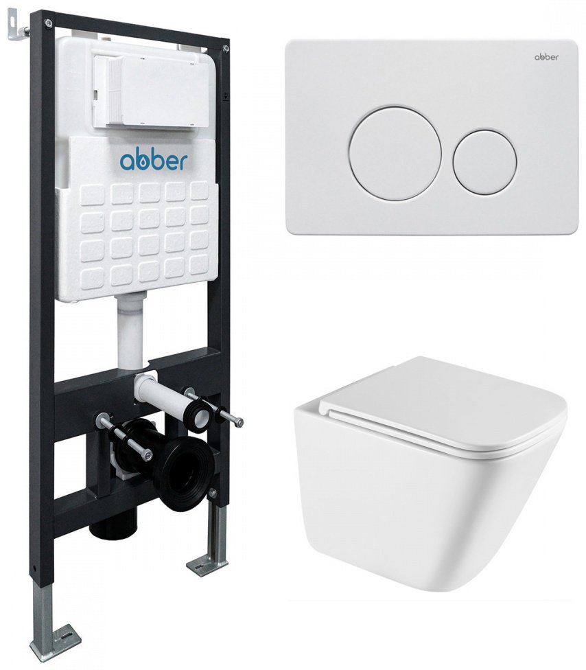 Унитаз с инсталляцией Abber AC1219TC-AC0105-AC0121MW, санфарфор