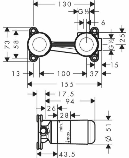 Hansgrohe скрытая часть смесителя для раковины 13622180 купить,205900