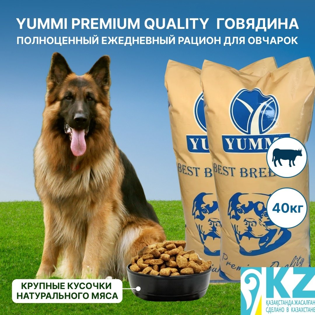 Корм YUMMI Premium Quality Говядина для овчарок 20 кг 2 шт купить,NaN