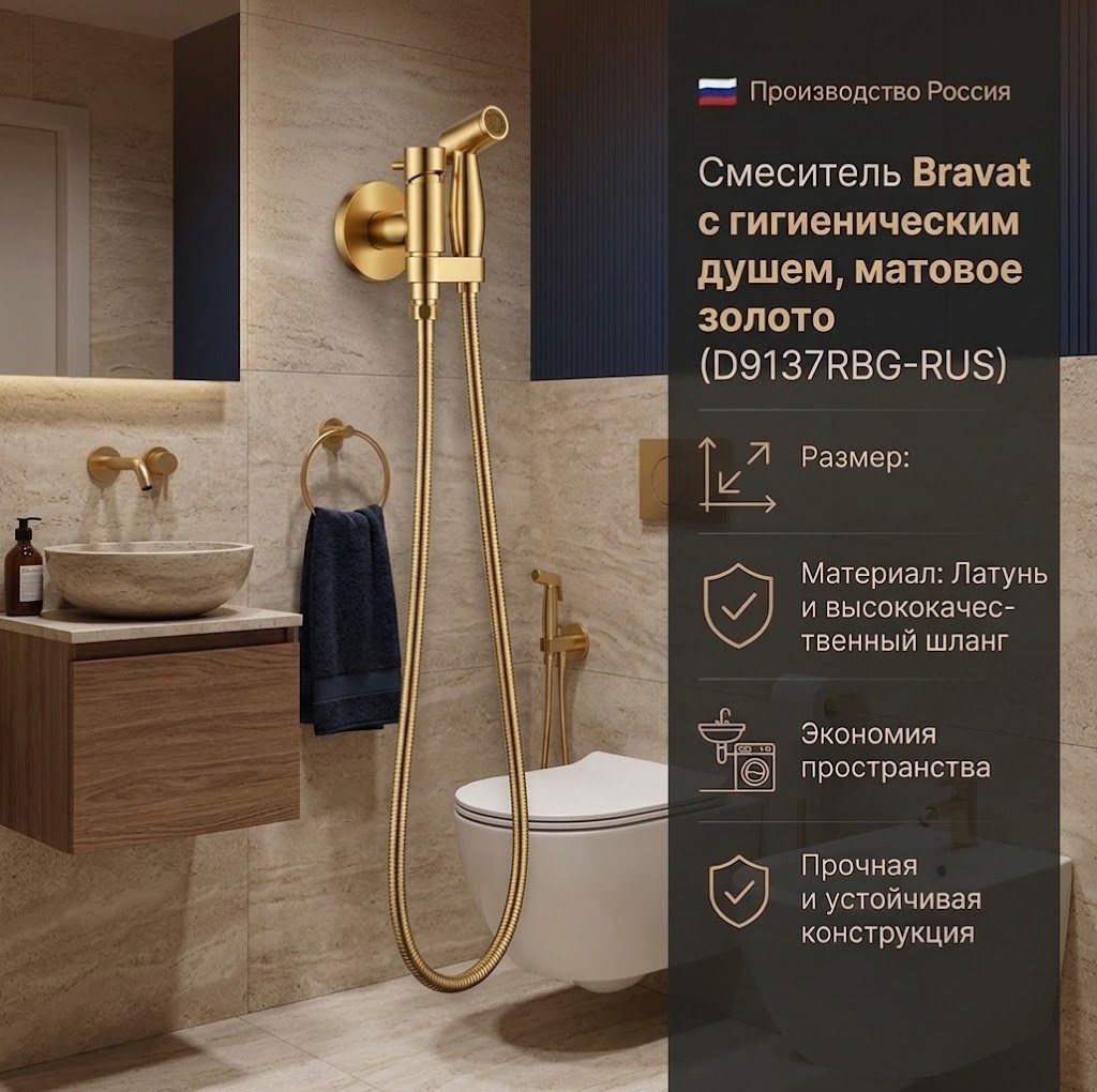 BRAVAT гигиенический душ D9137RBG-RUS купить,NaN