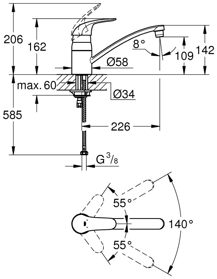 Смеситель для кухни (мойки) Grohe Swift 31341000, однозахватный купить,72380