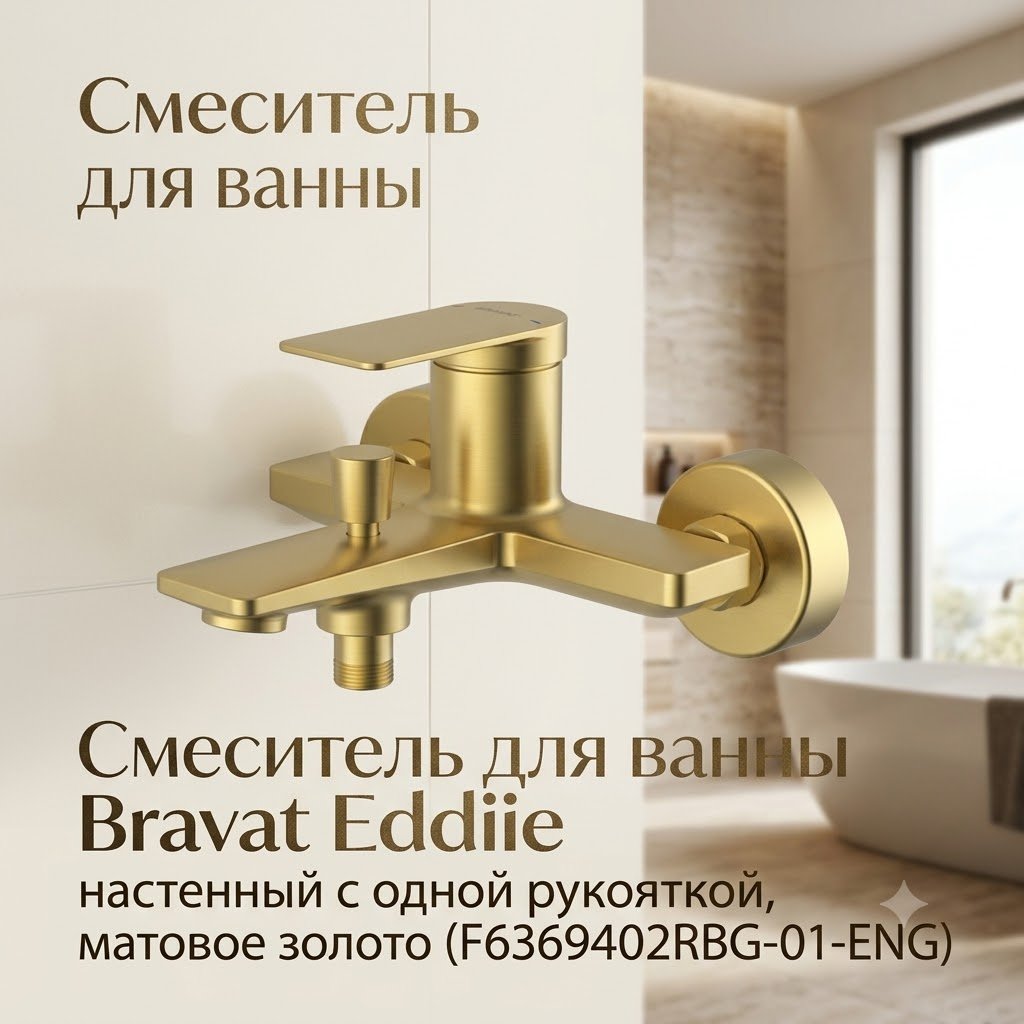 Смеситель BRAVAT F6369402RBG-01-ENG, латунь, цвет золотистый купить,120400