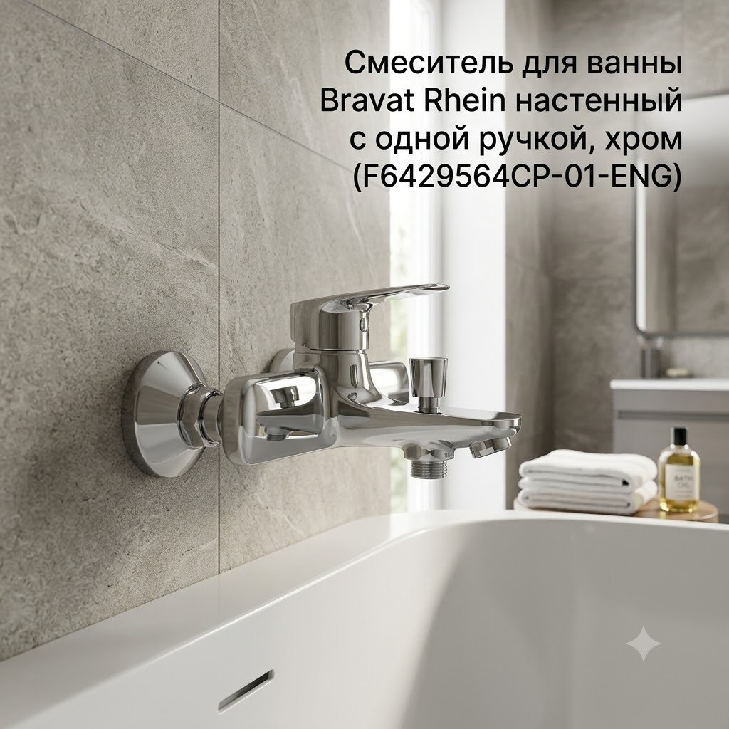 Смеситель BRAVAT F6429564CP-01-ENG, латунь, цвет хром купить,48930