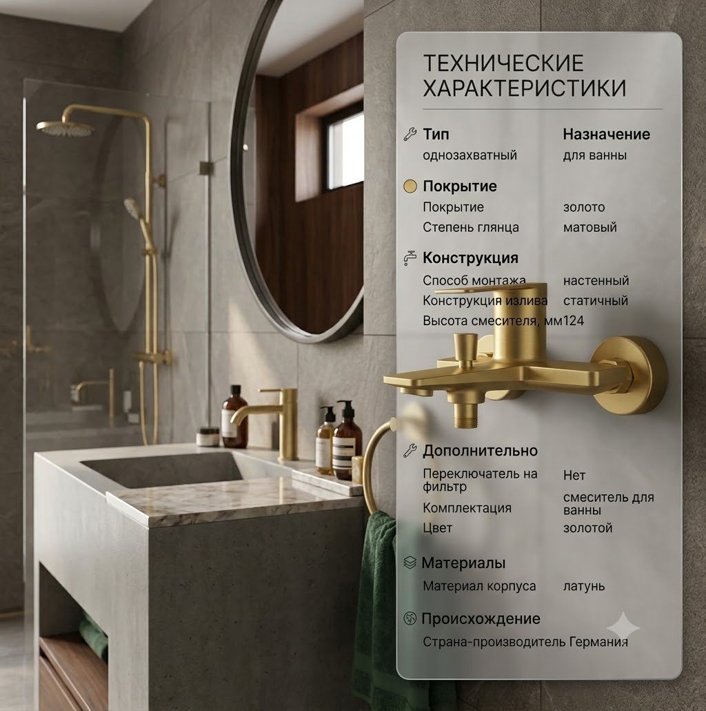 Смеситель BRAVAT F6369402RBG-01-ENG, латунь, цвет золотистый купить,120400