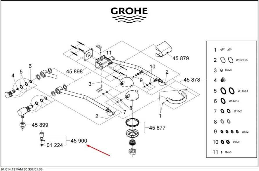 Grohe скрытая часть смесителя для душа 45900000
