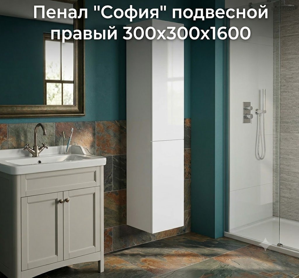 Шкаф-пенал навесной KABINKA.KZ София, 30x30x160 см, белый купить,NaN