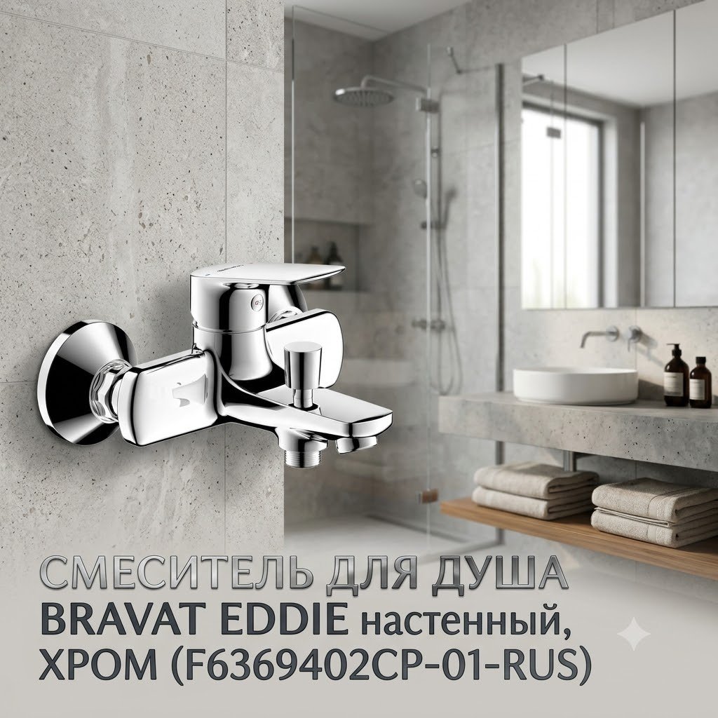 Смеситель BRAVAT F6369402CP-01-ENG, латунь, цвет хром купить,118230