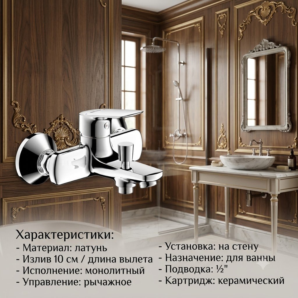 Смеситель BRAVAT F6369402CP-01-ENG, латунь, цвет хром купить,118230
