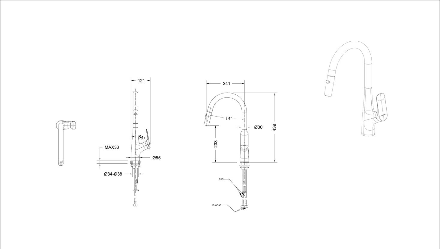 Смеситель BRAVAT F7428563CP-ENG, латунь, цвет хром