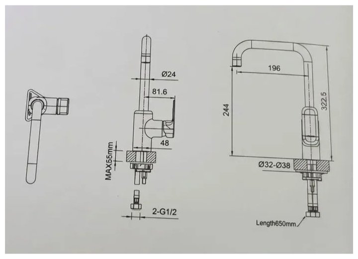 Смеситель BRAVAT F7421454BW-ENG, латунь, цвет черный купить,65310