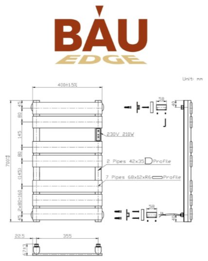 Полотенцесушитель электрический BAU Spectrum, лесенка 40x70 см купить,NaN