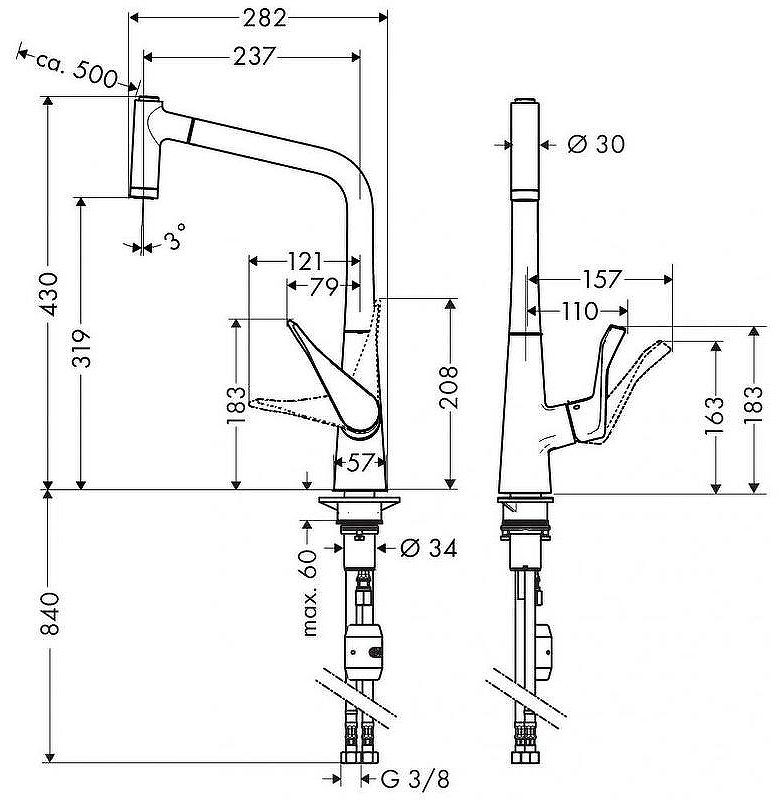 Смеситель Hansgrohe Metris 14820000, латунь, цвет хром купить,495100