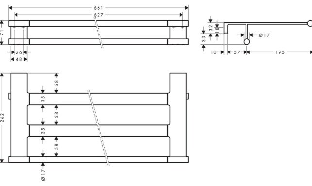 Hansgrohe полка 41781000 1 шт, латунь