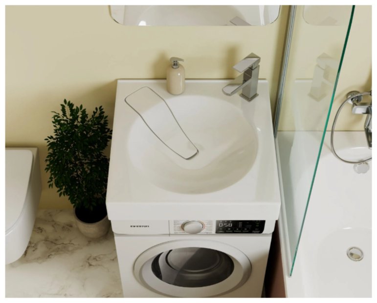 Раковина BAU Ceramic над стиральной машиной квадратная 60х60 см, литой мрамор купить,NaN