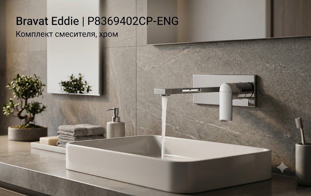 Смеситель BRAVAT P8369402CP-ENG, латунь, цвет хром купить,80080
