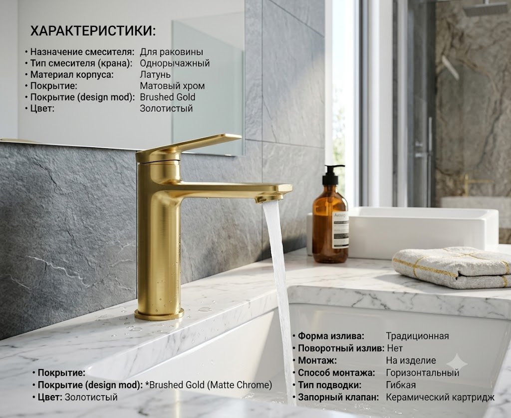 Смеситель BRAVAT F1369402RBG-ENG, латунь, цвет золотистый купить,66500