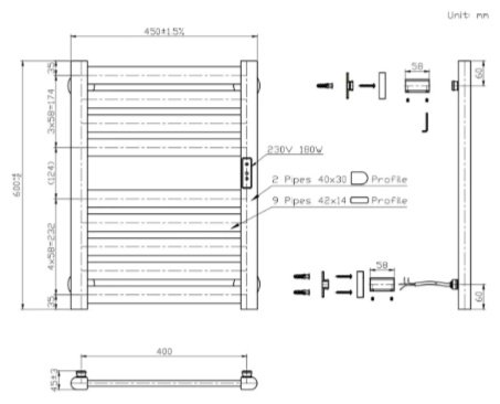 Полотенцесушитель электрический Kabinkakz_K0000343804, лесенка 45x60 см купить,NaN