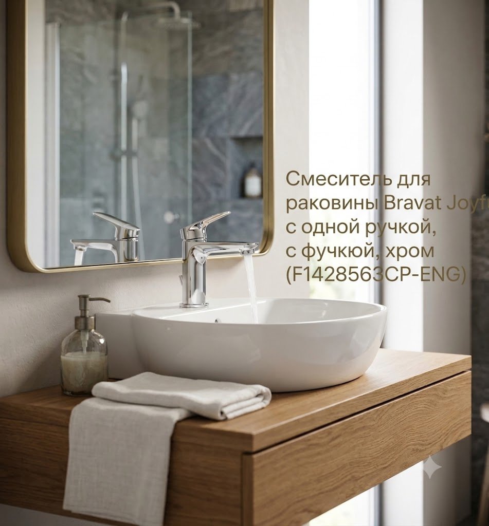 Смеситель BRAVAT F1428563CP-ENG, латунь, цвет хром купить,44380
