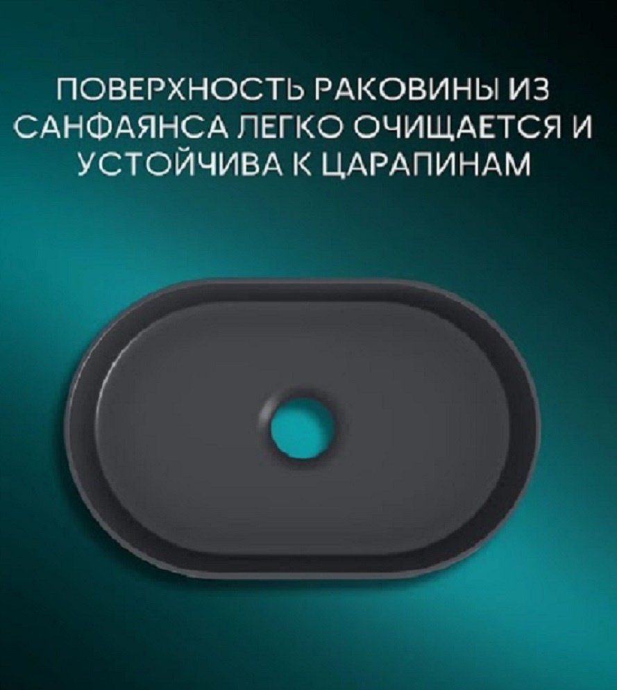 Раковина Флоу III накладная овальная 49х31 см, фаянс купить,NaN