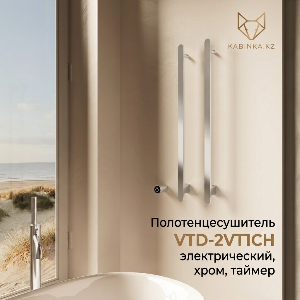 Полотенцесушитель электрический Vincea VTD-2VT1CH, I-образный 33.6x100 см