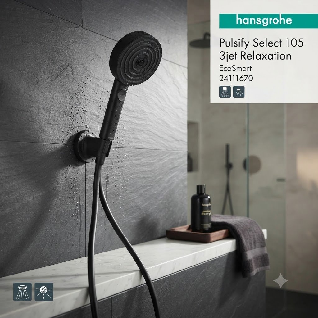Hansgrohe лейка для душа (без шланга) Pulsify Select 105 3jet Relaxation EcoSmart 24111670, пластик