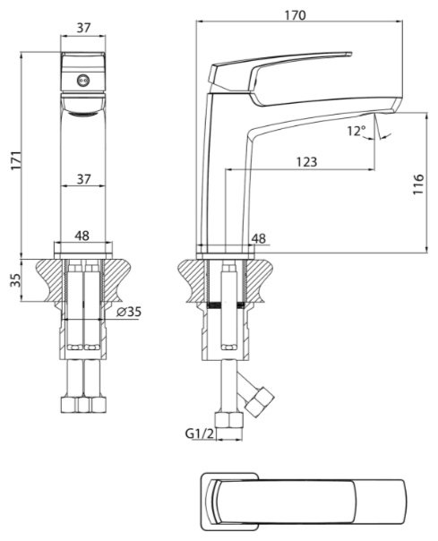 Смеситель Grossman Mercury 510.K35.10.100, латунь, цвет хром купить,56500