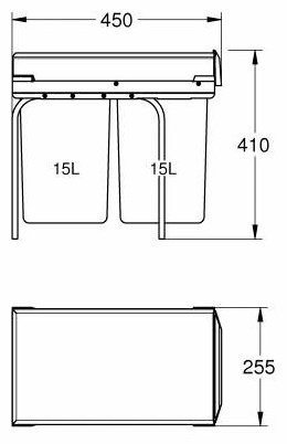 Мусорное ведро Grohe 15 л 25x41x45 см, пластик