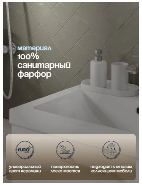 Раковина Cersanit Комо 50 накладная прямоугольная 40х50 см, фарфор