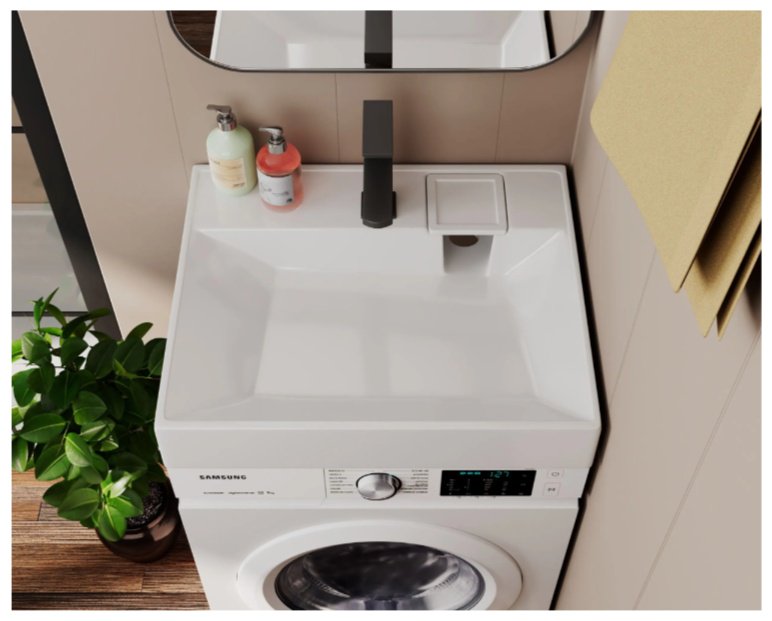 Раковина BAU Edge над стиральной машиной квадратная 60х60 см, литой мрамор купить,NaN