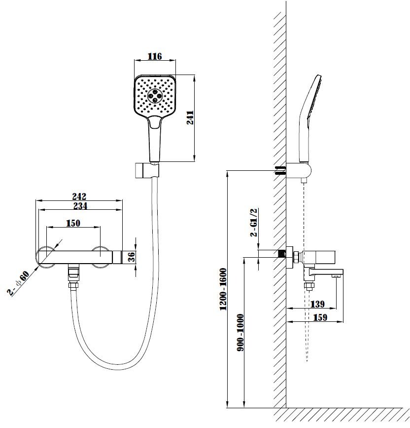 Смеситель Vincea VTFW-1C2MB, латунь, цвет черный купить,175400