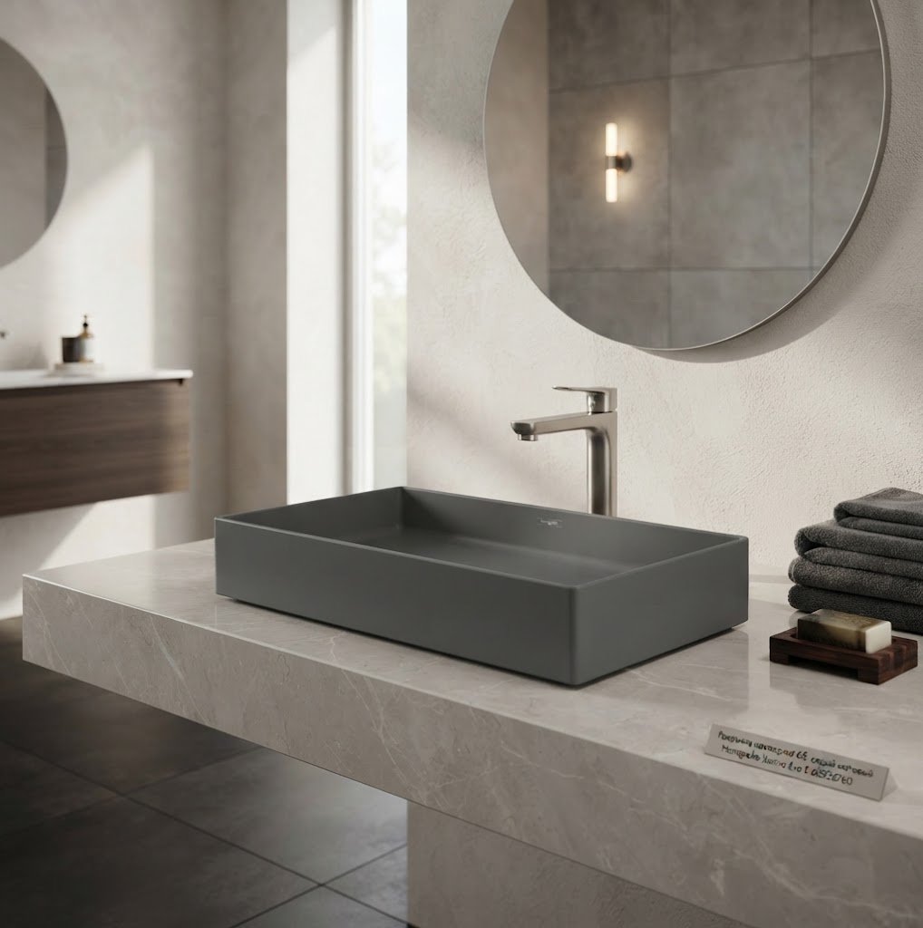 Раковина Hansgrohe 60326760 накладная прямоугольная 65х40 см, керамика купить,630100